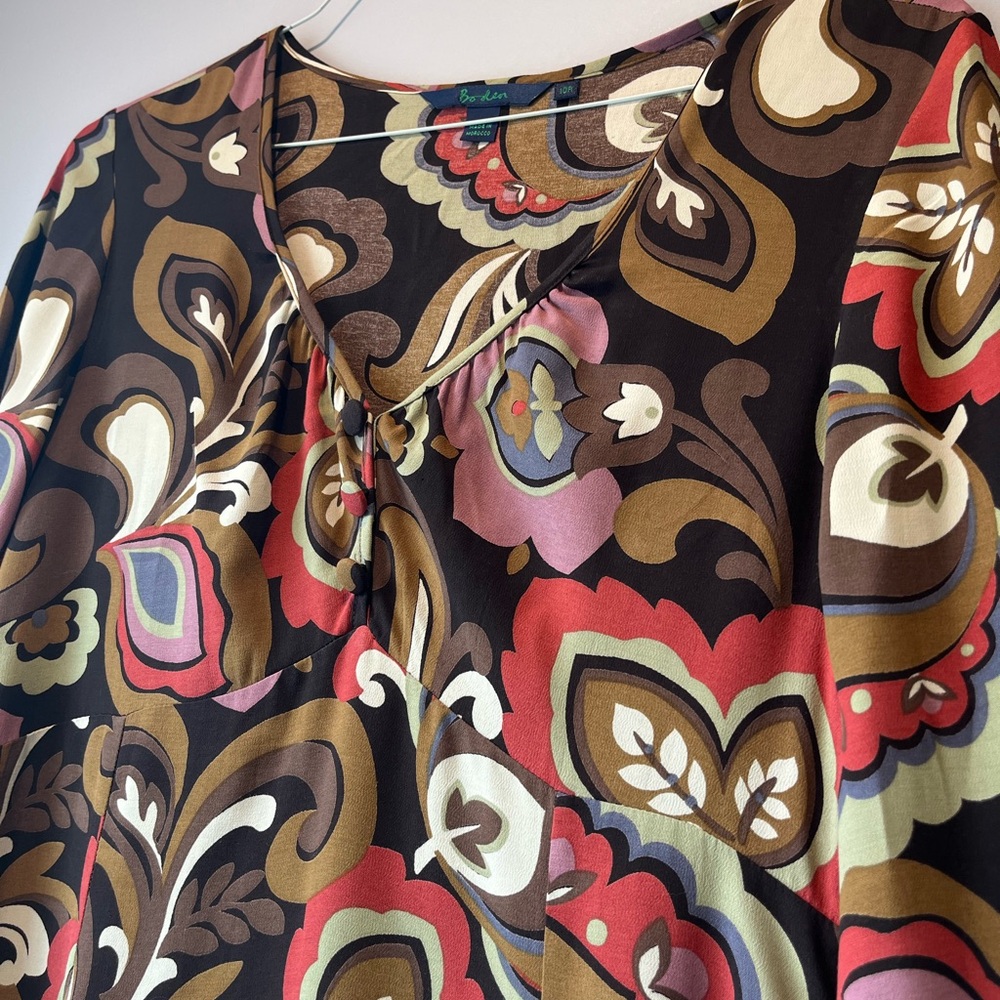 Boden Multicolor Paisley Long Sleeve Dress